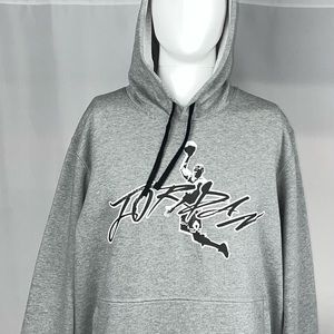 New XL Air Jordan Jumpman Gray Black Graphic Hoodie Sweatshirt